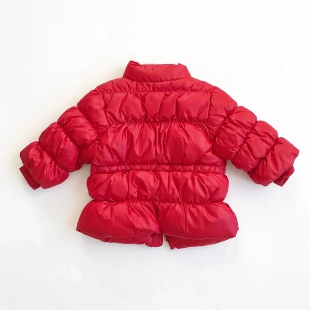 Old Navy red puffer coat EUC 3-6 months